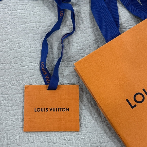 Louis Vuitton Tangerine Shopping Bag with Navy Handles - Picture 5 of 6